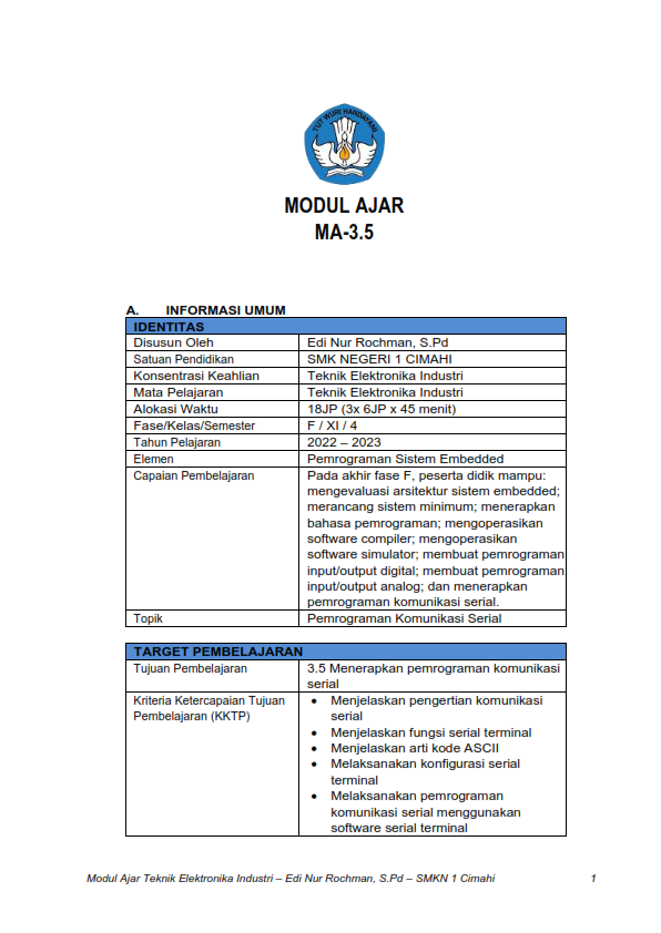 Modul Ajar Teknik Elektronika Industri