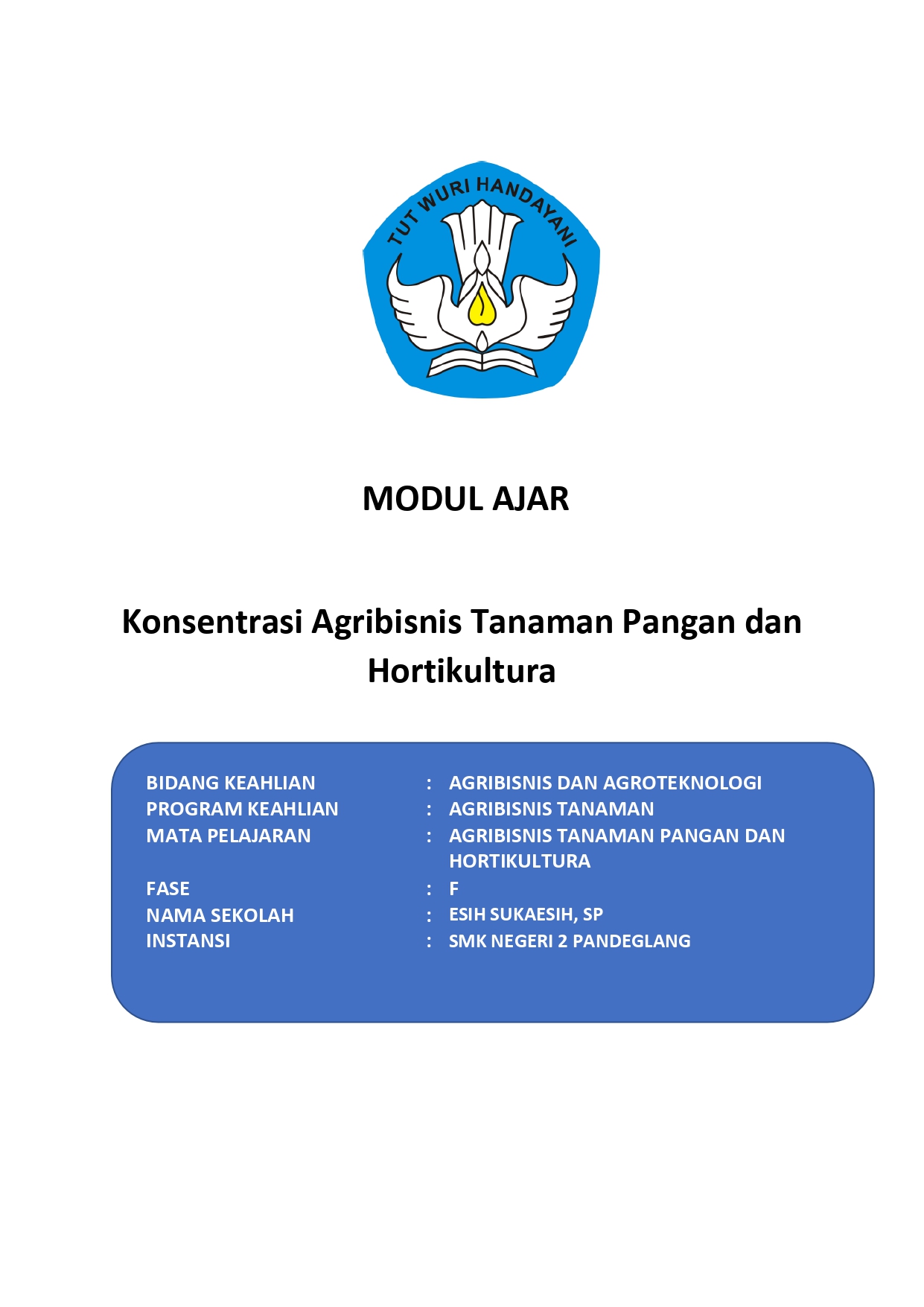 Modul Ajar Agribisnis Tanaman Pangan Dan Hortikultura