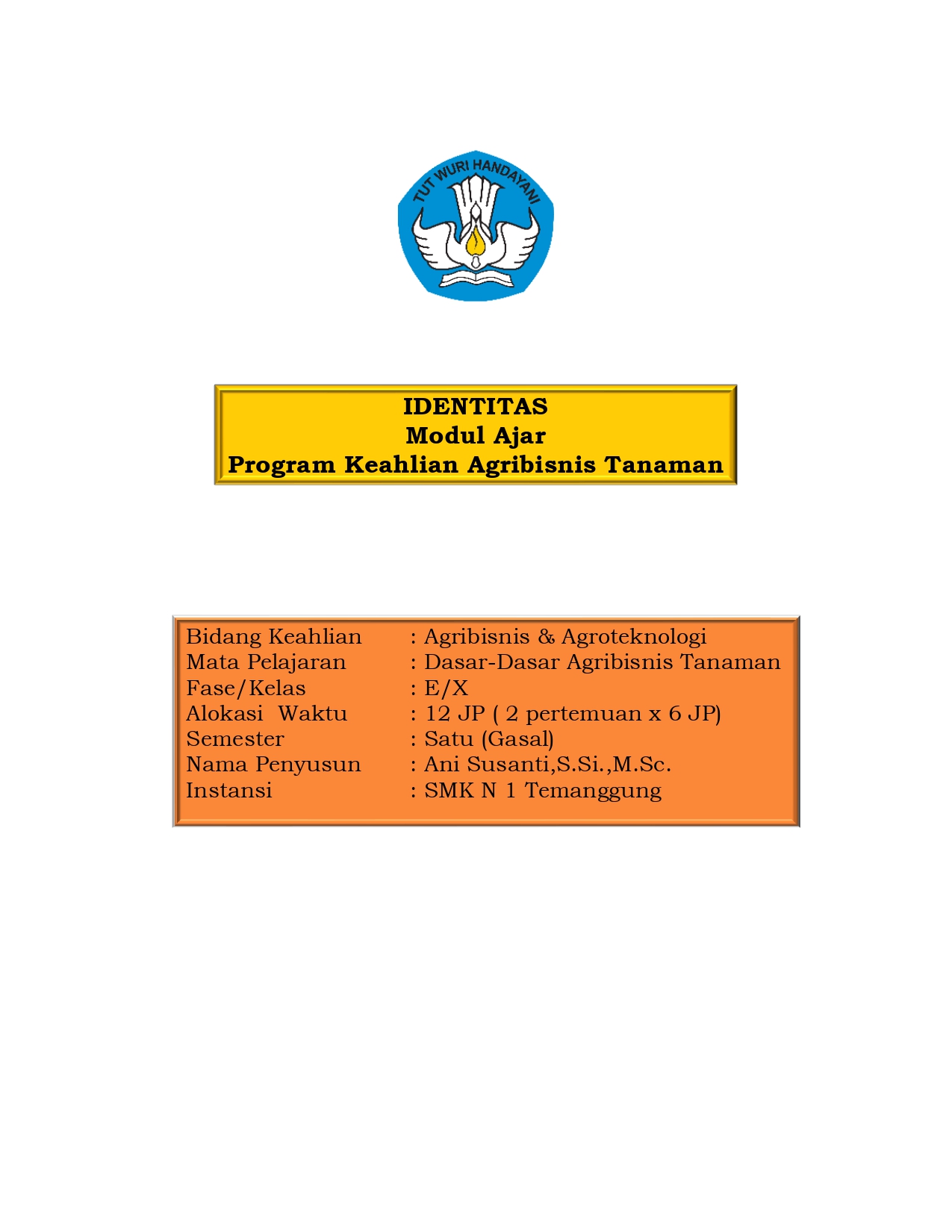 Modul Ajar Dasar-dasar Agribisnis Tanaman