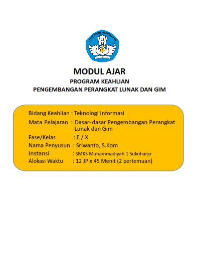 Modul Ajar Dasar-dasar Pengembangan Perangkat Lunak Dan Gim